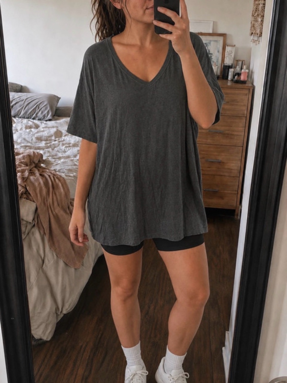 Zenana Outfitters Dark Charcoal V-Neck Tee